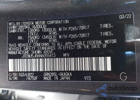 2022 Toyota 4Runner Sr5 Premium from USA, damaged, VIN JTENU5JR6N6055413